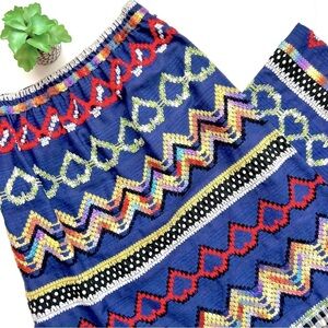 Vintage 70s 1970s Adelaar Embroidered Crochet Embellished Maxi Skirt Size Small